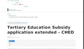 
							         Tertiary Education Subsidy application extended - CHED | Philippine ...								  
							    
