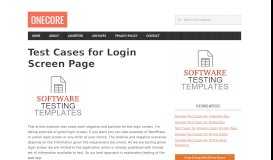 
							         Test Cases for Login Screen Page - Onecore								  
							    