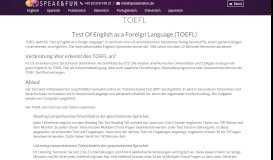 
							         Test Of English as a Foreign Language (TOEFL) | Speak & Fun ...								  
							    