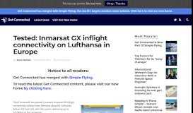 
							         Tested: Inmarsat GX inflight connectivity on Lufthansa in Europe								  
							    