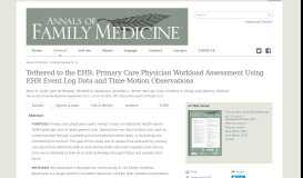 
							         Tethered to the EHR: Primary Care Physician Workload Assessment ...								  
							    
