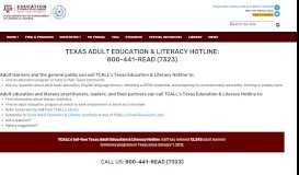 
							         Texas Adult Education & Literacy Hotline - TCALL - Texas A&M ...								  
							    