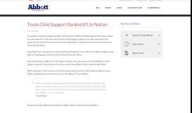 
							         Texas Child Support Ranked #1 in Nation - Greg Abbott								  
							    