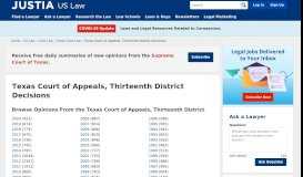 
							         Texas Court of Appeals, Thirteenth District Decisions :: Texas Case ...								  
							    