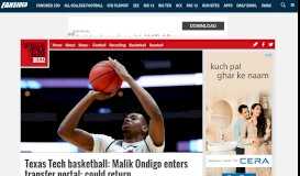 
							         Texas Tech basketball: Malik Ondigo enters transfer portal; could return								  
							    