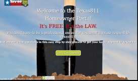 
							         Texas811 Homeowner Portal								  
							    