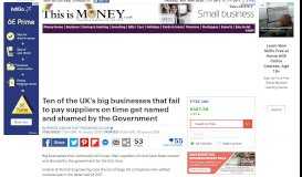 
							         The 10 UK firms that fail to pay their suppliers on time | This is Money								  
							    