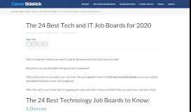 
							         The 55 Best Tech and IT Job Boards for 2019 • Career Sidekick								  
							    