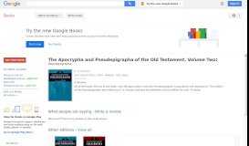 
							         The Apocrypha and Pseudepigrapha of the Old Testament, Volume Two: ...								  
							    
