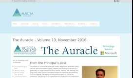 
							         The Auracle – Volume 13, November 2016 | Aurora College								  
							    