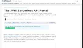 
							         The AWS Serverless API Portal - DZone Cloud								  
							    