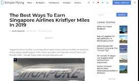 
							         The Best Ways To Earn Singapore Airlines Krisflyer Miles In 2019 ...								  
							    