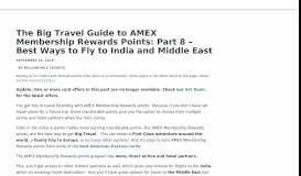 
							         The Big Travel Guide to AMEX Membership Rewards Points: Part 8 ...								  
							    