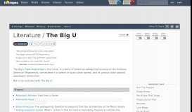 
							         The Big U (Literature) - TV Tropes								  
							    
