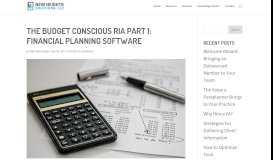 
							         The Budget Conscious RIA Part 1: Financial Planning Software | New ...								  
							    