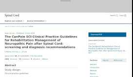 
							         The CanPain SCI Clinical Practice Guidelines for ... - Nature								  
							    