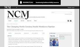 
							         The Changing North Carolina Health Workforce Pipeline								  
							    
