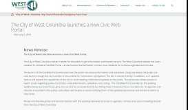 
							         The City of West Columbia launches a new Civic Web Portal - City of ...								  
							    