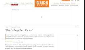 
							         'The College Fear Factor' - Inside Higher Ed								  
							    