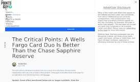 
							         The Critical Points: Wells Fargo Duo Better Than Chase Sapphire ...								  
							    