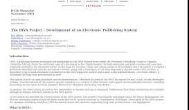 
							         The DiVA Project - Development of an Electronic Publishing System								  
							    