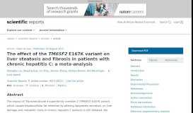 
							         The effect of the TM6SF2 E167K variant on liver steatosis and fibrosis ...								  
							    