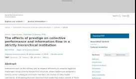 
							         The effects of prestige on collective performance and information flow ...								  
							    