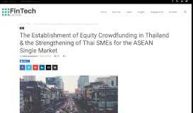
							         The Establishment of Equity Crowdfunding in Thailand & the ...								  
							    
