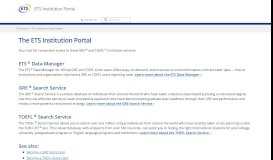 
							         The ETS Institution Portal								  
							    