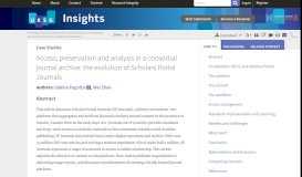 
							         the evolution of Scholars Portal Journals - UKSG Insights								  
							    