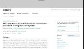 
							         The Great White Spot and disturbances in Saturn's equatorial ... - Nature								  
							    