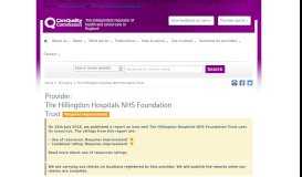 
							         The Hillingdon Hospitals NHS Foundation Trust - CQC								  
							    