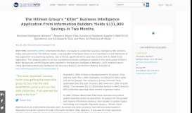 
							         The Hillman Group's ''Killer'' Business Intelligence Application From ...								  
							    