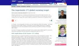 
							         The improbable 2°C global warming target | VOX, CEPR Policy Portal								  
							    
