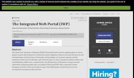 
							         The Integrated Web Portal (IWP)								  
							    