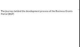 
							         The journey behind the development process of the Business Grants ...								  
							    