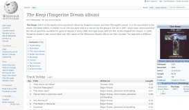 
							         The Keep (Tangerine Dream album) - Wikipedia								  
							    