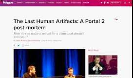 
							         The Last Human Artifacts: A Portal 2 post-mortem - Polygon								  
							    