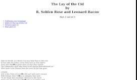 
							         The Lay of the Cid by R. Selden Rose and Leonard Bacon - Full Text ...								  
							    