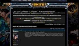 
							         The login information submitted is invalid. - Smite Forums								  
							    