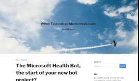 
							         The Microsoft Health Bot, the start of your new bot project? – Just ...								  
							    