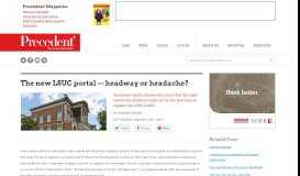 
							         The new LSUC portal — headway or headache? - Precedent								  
							    