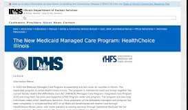 
							         The New Medicaid Managed Care Program: HealthChoice Illinois - IDHS								  
							    