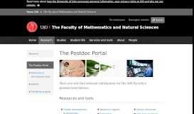 
							         The Postdoc Portal - The Faculty of Mathematics and Natural Sciences								  
							    
