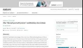 
							         The “Renal-portal System” and Kidney Secretion | Nature								  
							    