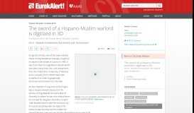 
							         The sword of a Hispano-Muslim warlord is digitized in 3D | EurekAlert ...								  
							    