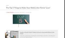 
							         The Top 5 Things to Make Your WebCenter Portal “Lean” - Perficient ...								  
							    