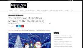 
							         The Twelve Days of Christmas - Meaning Of The ... - Believers Portal								  
							    