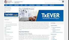 
							         The TxEVER Project - Texas DSHS - Texas.gov								  
							    