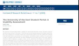
							         The University of the East Student Portal: A ... - Philippine EJournals								  
							    
